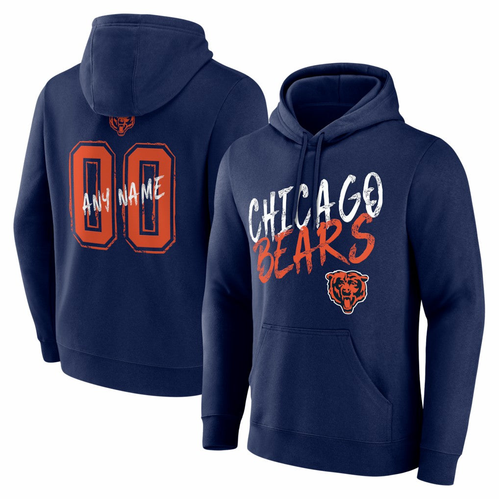 Chicago Bears Hustle Personalized Name & Number Hoodie - Navy Hoodies