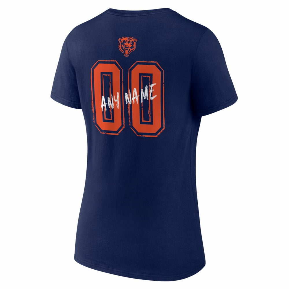 Chicago Bears Women's Hustle Personalized Name & Number V-Neck T-Shirt - Navy T-shirts