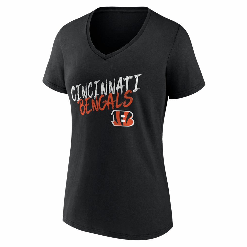 Cincinnati Bengals Women's Hustle Personalized Name & Number V-Neck T-Shirt - Black T-shirts