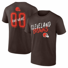 Cleveland Browns Hustle Personalized Name & Number T-Shirt - Brown T-shirts