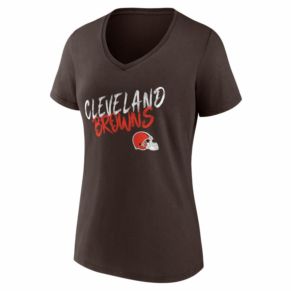 Cleveland Browns Women's Hustle Personalized Name & Number V-Neck T-Shirt - Brown T-shirts