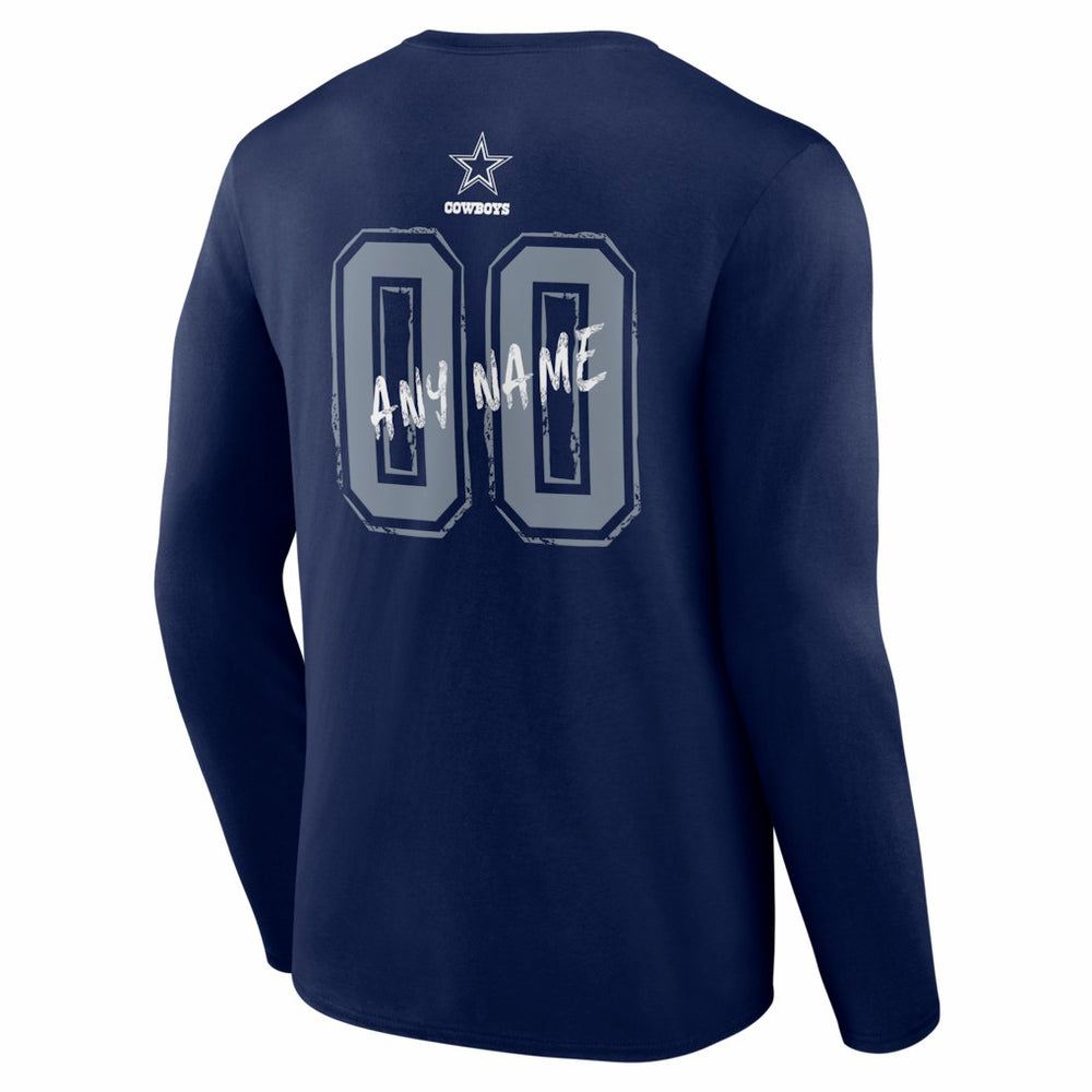 Dallas Cowboys Hustle Personalized Name & Number Long Sleeve T-Shirt - Navy T-shirts