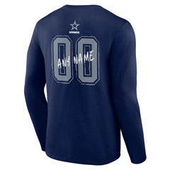 Dallas Cowboys Hustle Personalized Name & Number Long Sleeve T-Shirt - Navy T-shirts