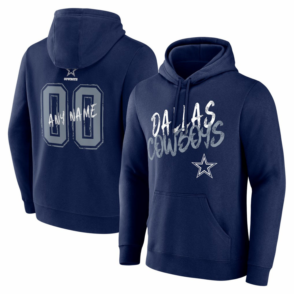 Dallas Cowboys Hustle Personalized Name & Number Hoodie - Navy Hoodies