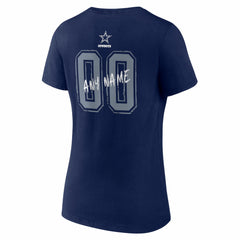 Dallas Cowboys Women's Hustle Personalized Name & Number V-Neck T-Shirt - Navy T-shirts
