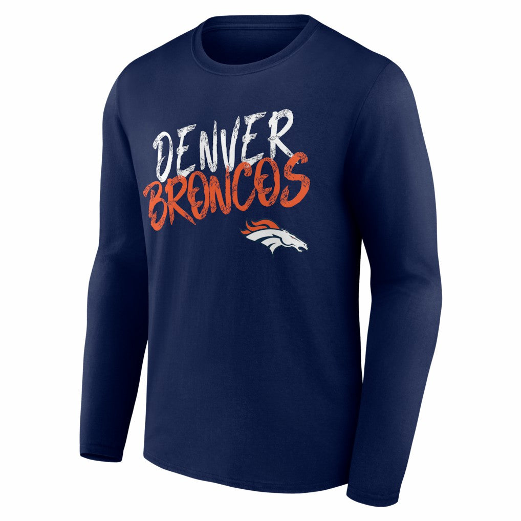 Denver Broncos Hustle Personalized Name & Number Long Sleeve T-Shirt - Navy T-shirts