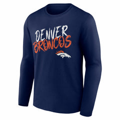 Denver Broncos Hustle Personalized Name & Number Long Sleeve T-Shirt - Navy T-shirts