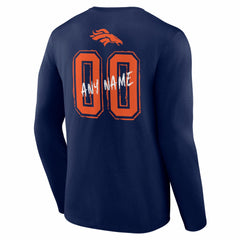 Denver Broncos Hustle Personalized Name & Number Long Sleeve T-Shirt - Navy T-shirts