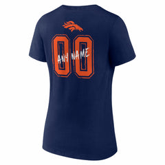 Denver Broncos Women's Hustle Personalized Name & Number V-Neck T-Shirt - Navy T-shirts