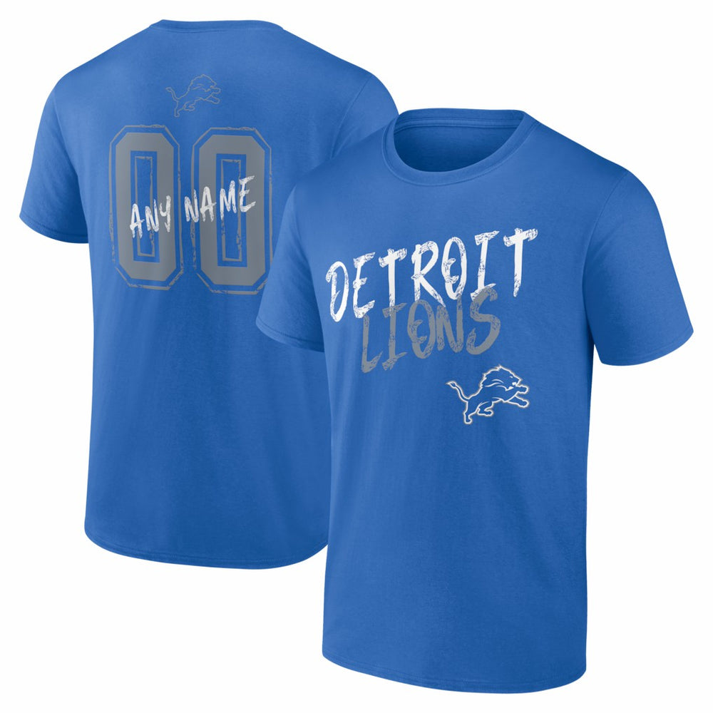 Detroit Lions Hustle Personalized Name & Number T-Shirt - Blue T-shirts