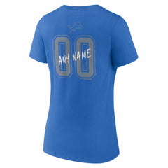 Detroit Lions Women's Hustle Personalized Name & Number V-Neck T-Shirt - Blue T-shirts