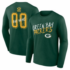 Green Bay Packers Hustle Personalized Name & Number Long Sleeve T-Shirt - Green T-shirts
