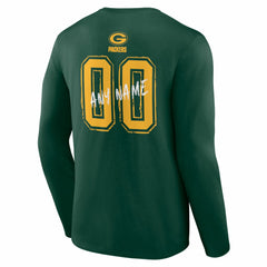 Green Bay Packers Hustle Personalized Name & Number Long Sleeve T-Shirt - Green T-shirts