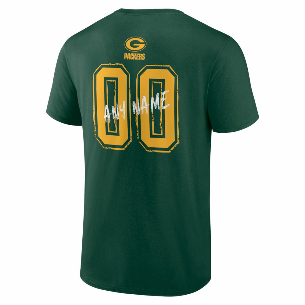 Green Bay Packers Hustle Personalized Name & Number T-Shirt - Green T-shirts