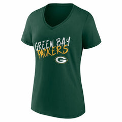Green Bay Packers Women's Hustle Personalized Name & Number V-Neck T-Shirt - Green T-shirts