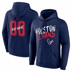 Houston Texans Hustle Personalized Name & Number Hoodie - Navy Hoodies