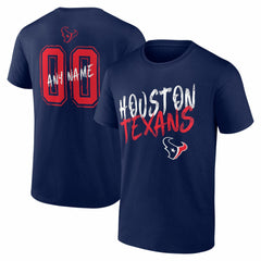 Houston Texans Hustle Personalized Name & Number T-Shirt - Navy T-shirts