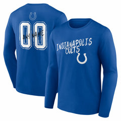 Indianapolis Colts Hustle Personalized Name & Number Long Sleeve T-Shirt - Royal T-shirts
