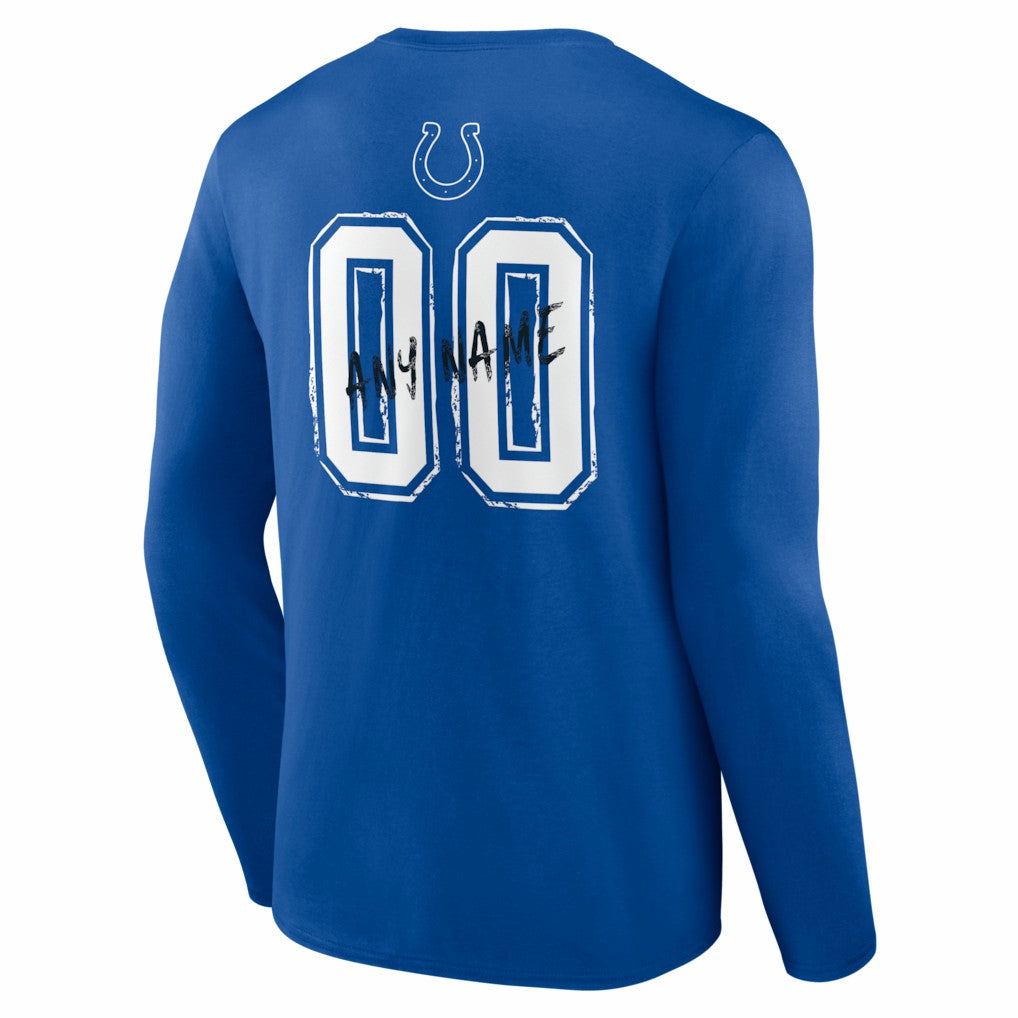 Indianapolis Colts Hustle Personalized Name & Number Long Sleeve T-Shirt - Royal T-shirts