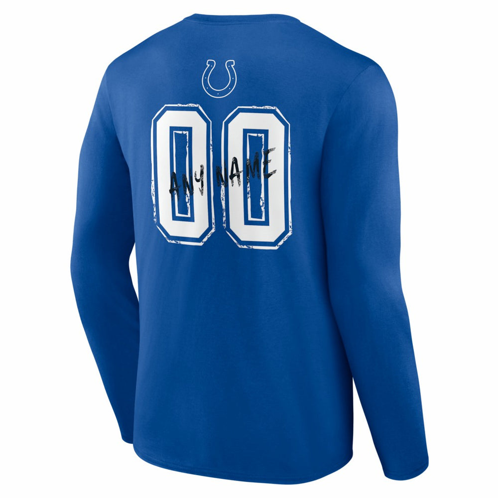 Indianapolis Colts Hustle Personalized Name & Number Long Sleeve T-Shirt - Royal T-shirts