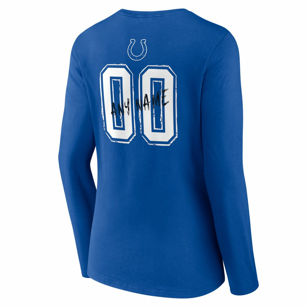Indianapolis Colts Women's Hustle Personalized Name & Number Long Sleeve V-Neck T-Shirt - Royal T-shirts