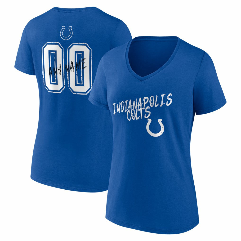 Indianapolis Colts Women's Hustle Personalized Name & Number V-Neck T-Shirt - Royal T-shirts