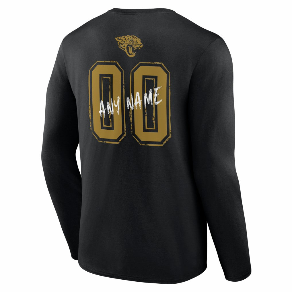 Jacksonville Jaguars Hustle Personalized Name & Number Long Sleeve T-Shirt - Black T-shirts