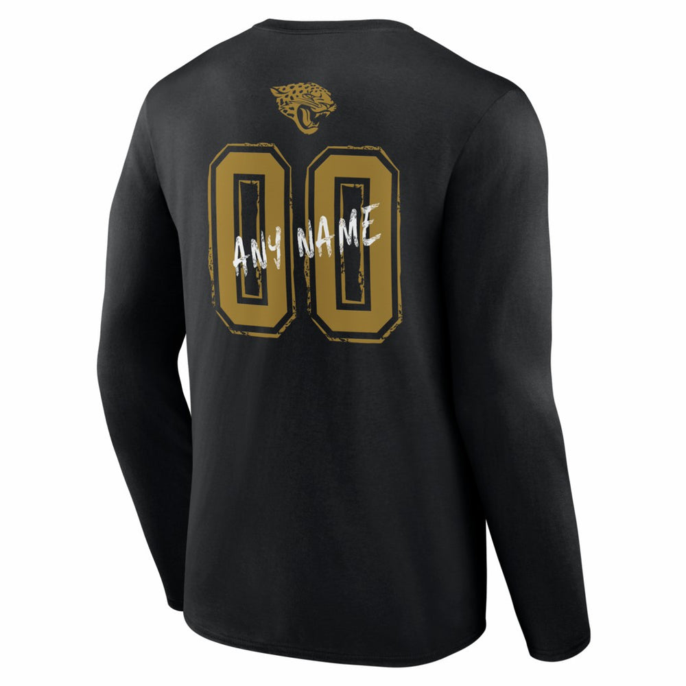 Jacksonville Jaguars Hustle Personalized Name & Number Long Sleeve T-Shirt - Black T-shirts