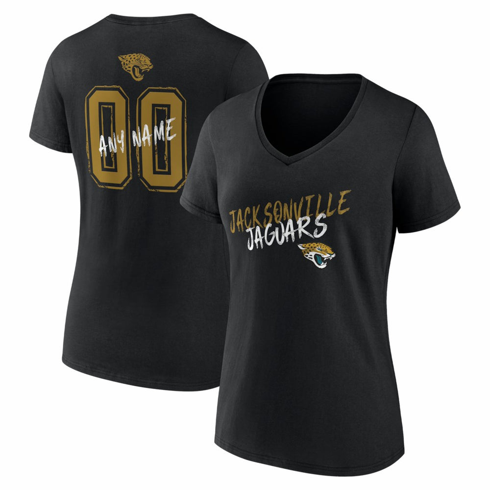 Jacksonville Jaguars Women's Hustle Personalized Name & Number V-Neck T-Shirt - Black T-shirts