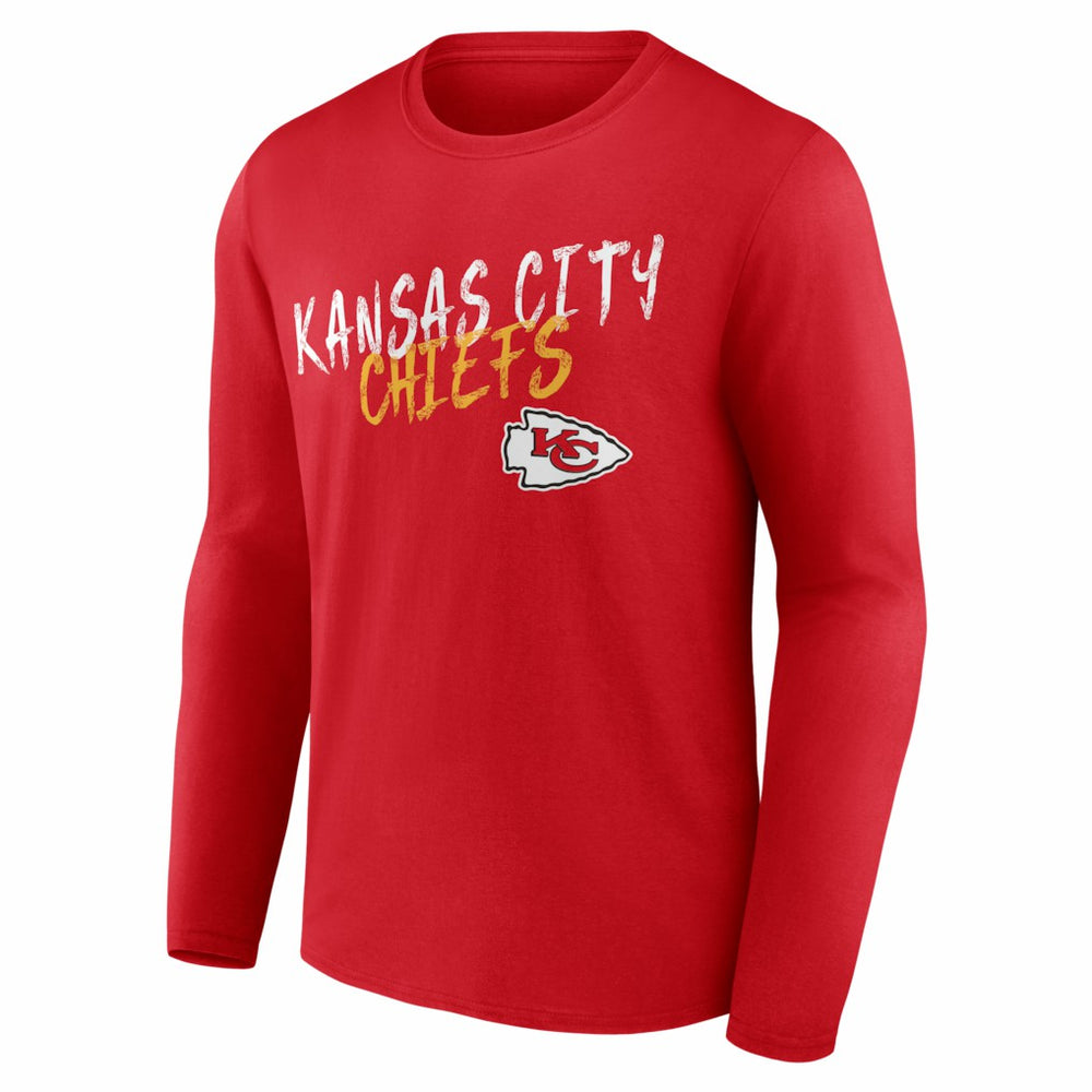 Kansas City Chiefs Hustle Personalized Name & Number Long Sleeve T-Shirt - Red T-shirts