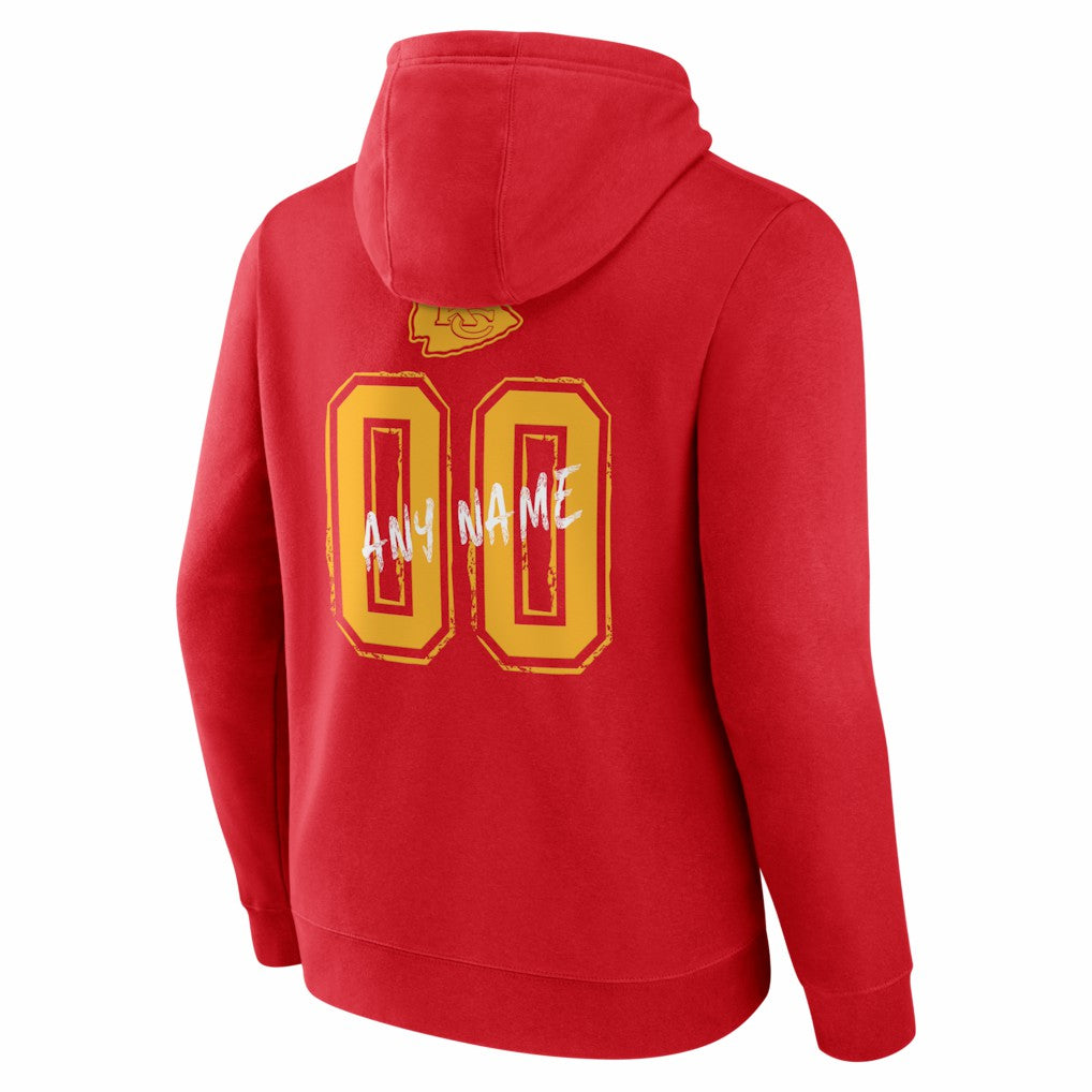 Kansas City Chiefs Hustle Personalized Name & Number Hoodie - Red Hoodies