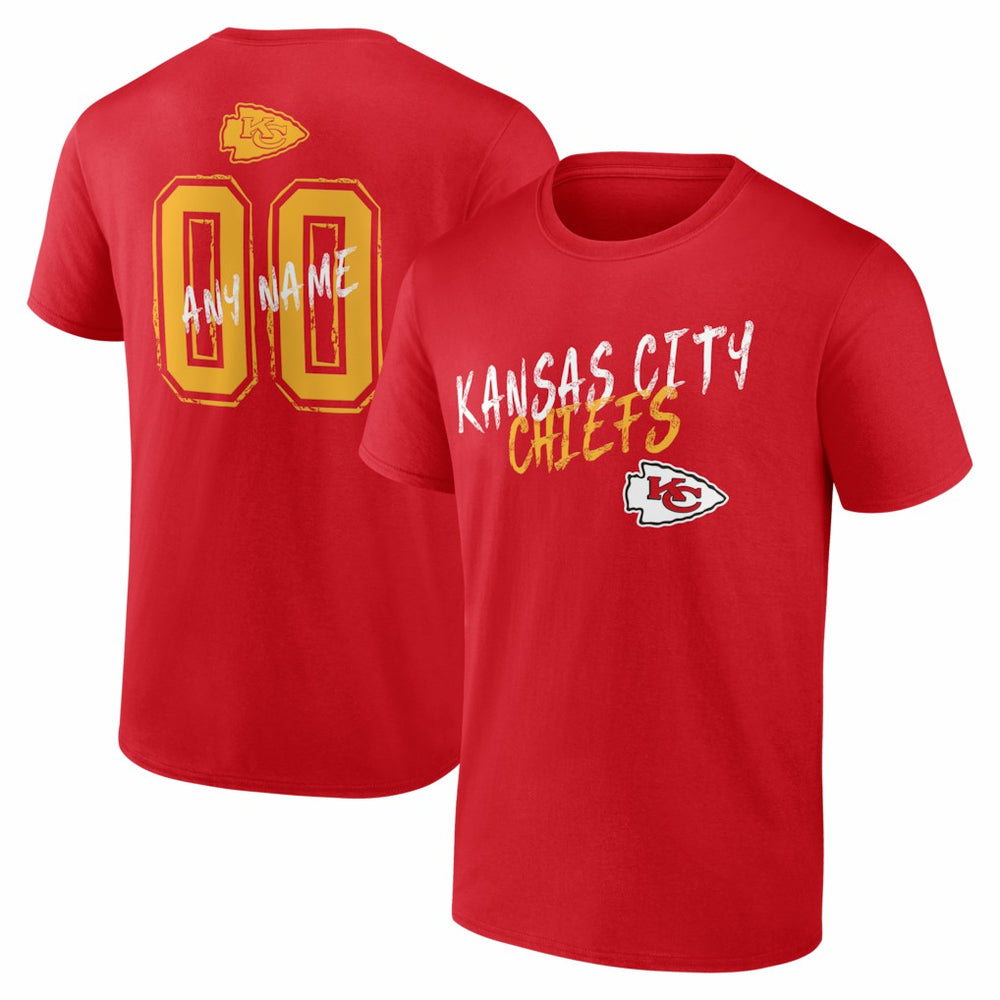 Kansas City Chiefs Hustle Personalized Name & Number T-Shirt - Red T-shirts
