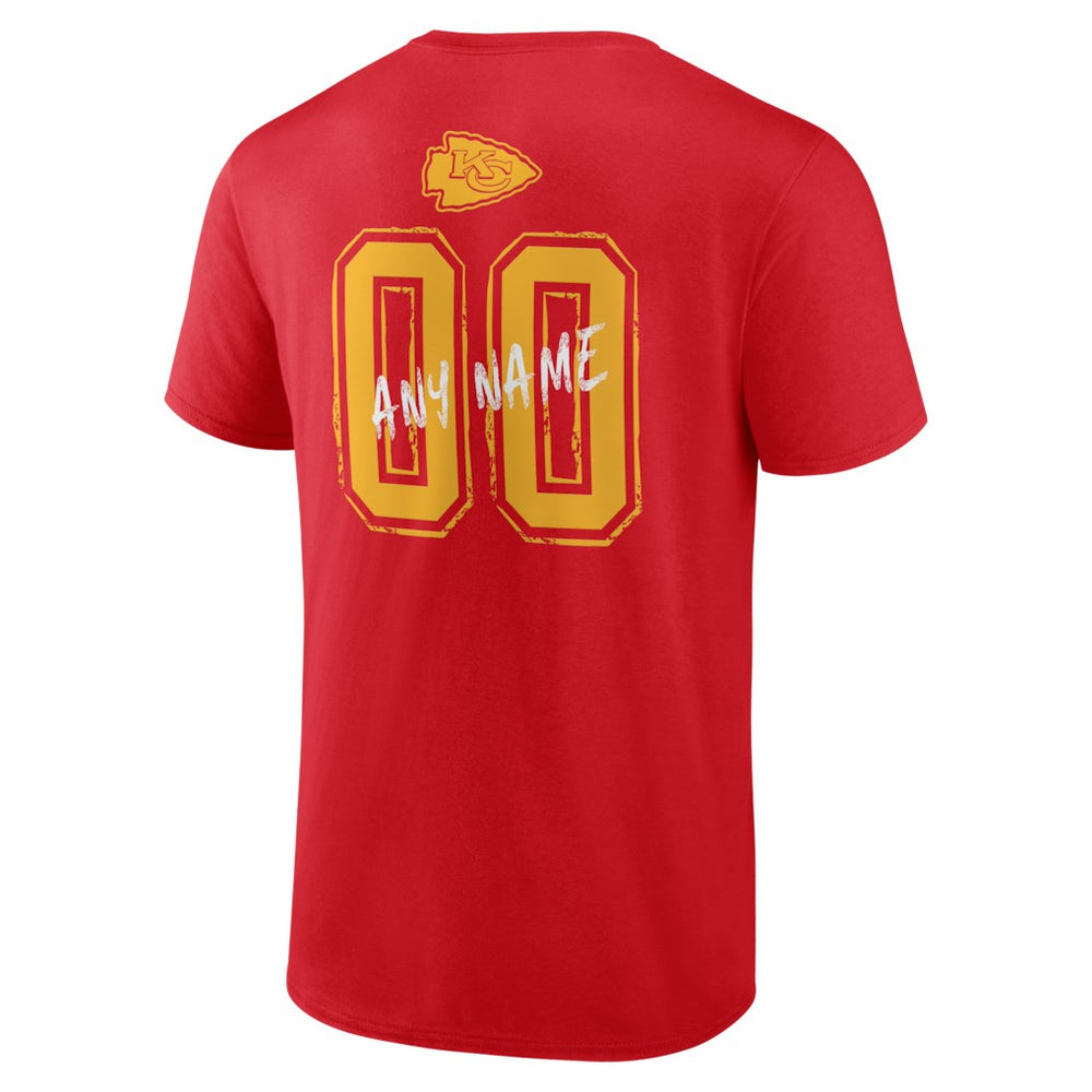 Kansas City Chiefs Hustle Personalized Name & Number T-Shirt - Red T-shirts