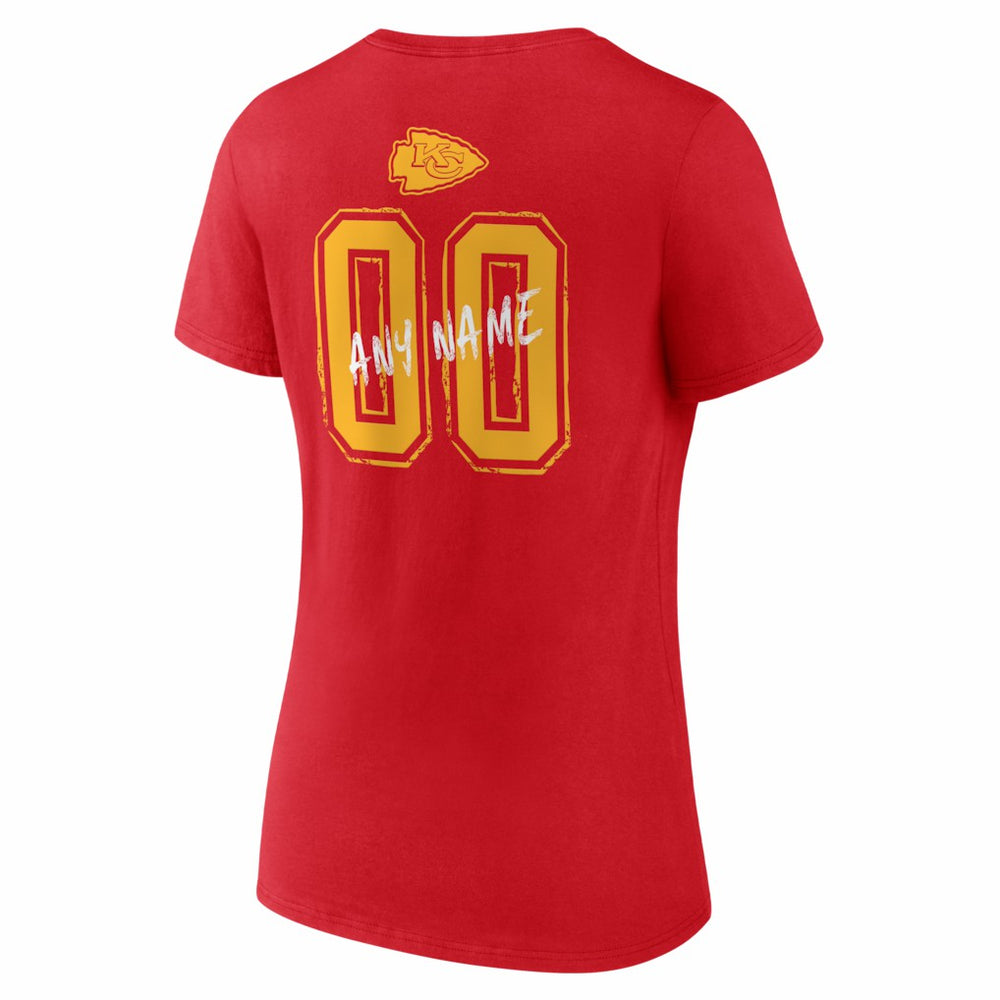 Kansas City Chiefs Women's Hustle Personalized Name & Number V-Neck T-Shirt - Red T-shirts
