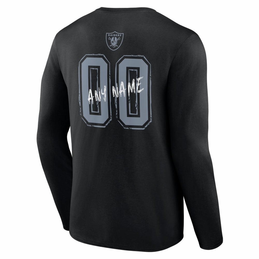 Las Vegas Raiders Hustle Personalized Name & Number Long Sleeve T-Shirt - Black T-shirts