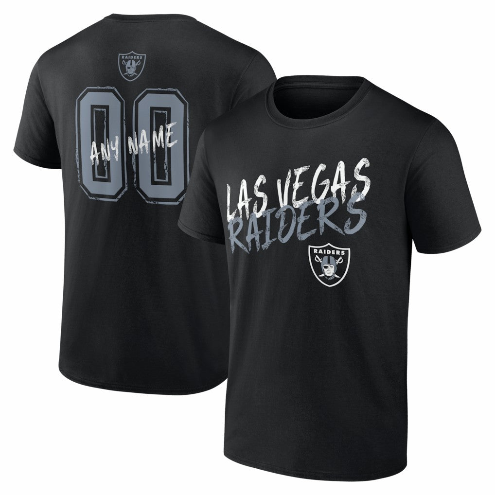Las Vegas Raiders Hustle Personalized Name & Number T-Shirt - Black T-shirts