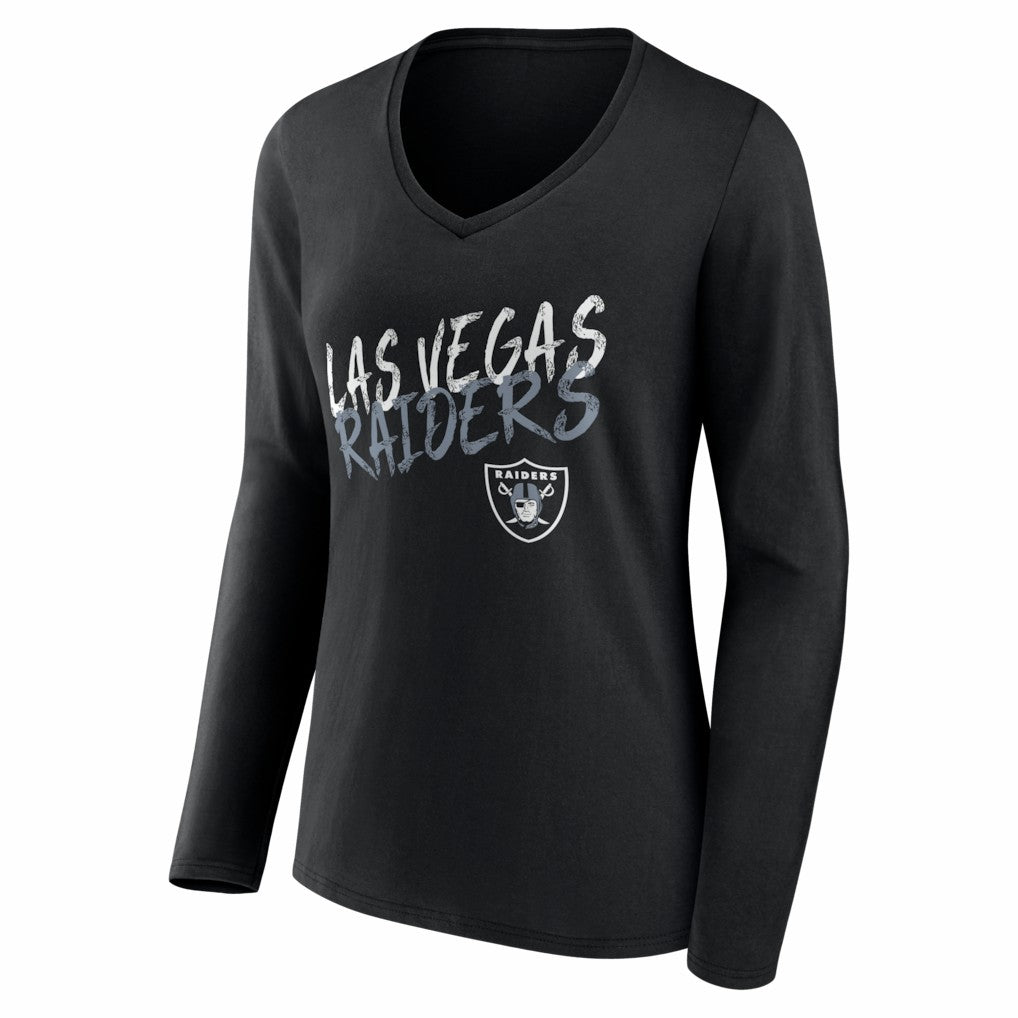 Las Vegas Raiders Women's Hustle Personalized Name & Number Long Sleeve V-Neck T-Shirt - Black T-shirts