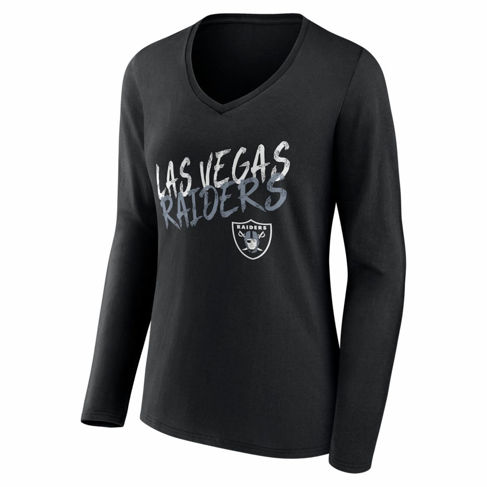 Las Vegas Raiders Women's Hustle Personalized Name & Number Long Sleeve V-Neck T-Shirt - Black T-shirts