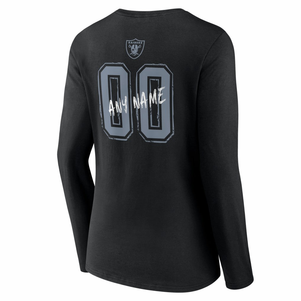 Las Vegas Raiders Women's Hustle Personalized Name & Number Long Sleeve V-Neck T-Shirt - Black T-shirts