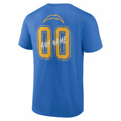 Los Angeles Chargers Hustle Personalized Name & Number T-Shirt - Powder Blue T-shirts