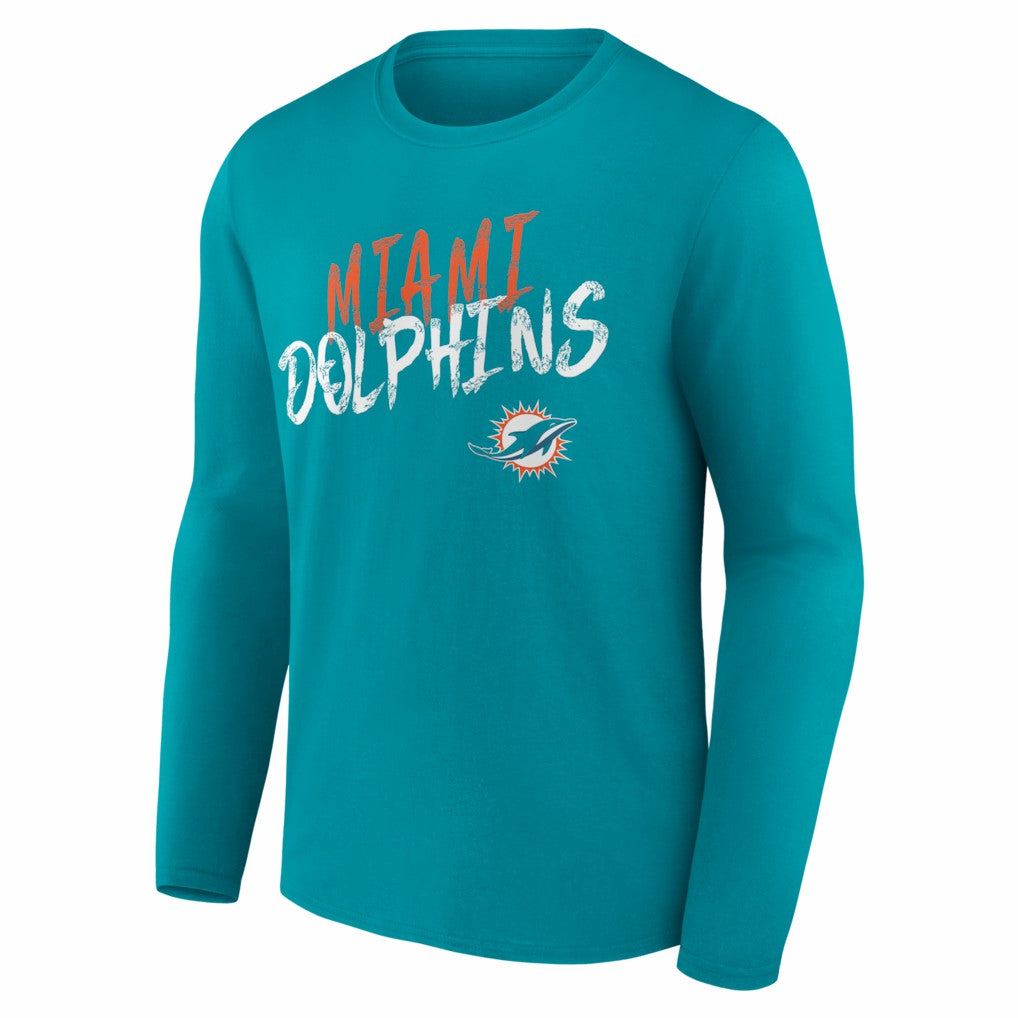 Miami Dolphins Hustle Personalized Name & Number Long Sleeve T-Shirt - Aqua T-shirts
