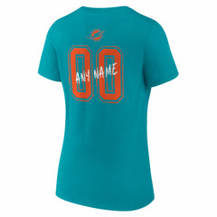 Miami Dolphins Women's Hustle Personalized Name & Number V-Neck T-Shirt - Aqua T-shirts