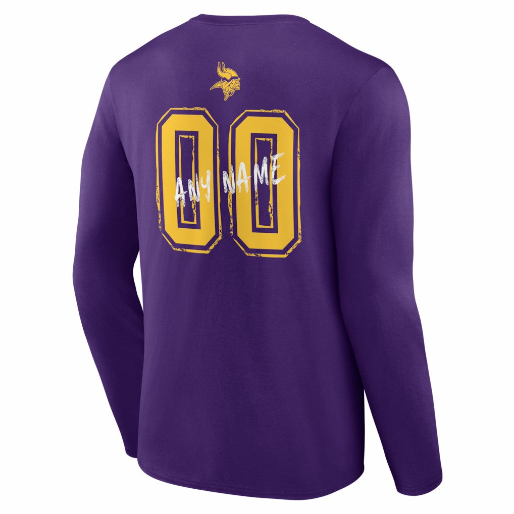 Minnesota Vikings Hustle Personalized Name & Number Long Sleeve T-Shirt - Purple T-shirts