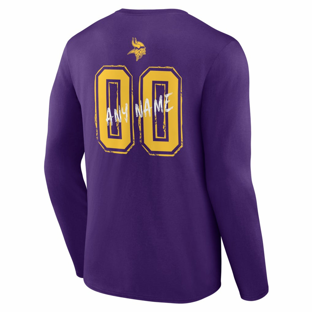 Minnesota Vikings Hustle Personalized Name & Number Long Sleeve T-Shirt - Purple T-shirts