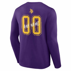 Minnesota Vikings Hustle Personalized Name & Number Long Sleeve T-Shirt - Purple T-shirts