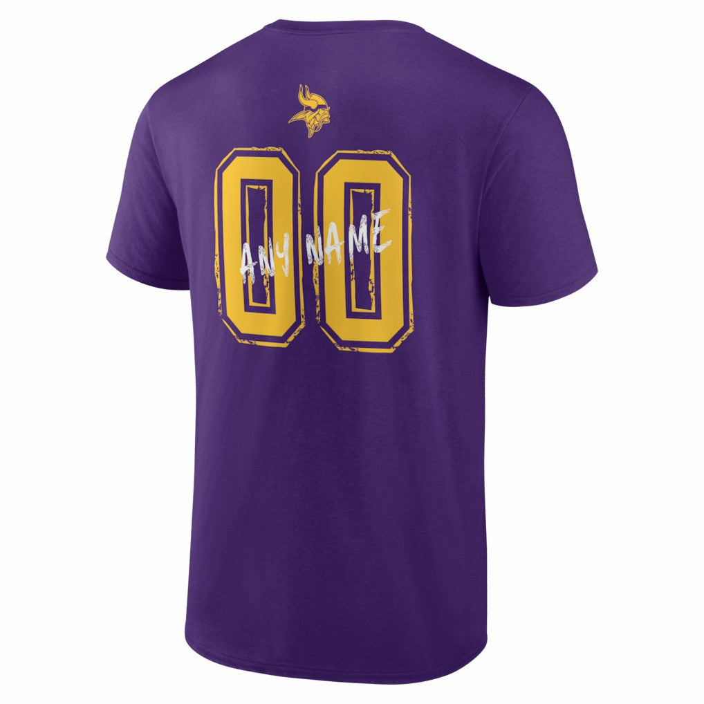 Minnesota Vikings Hustle Personalized Name & Number T-Shirt - Purple T-shirts