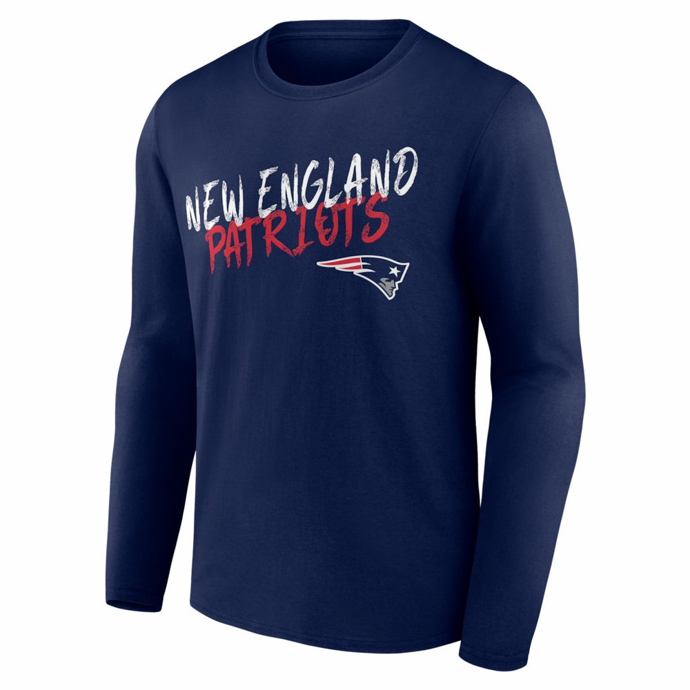 New England Patriots Hustle Personalized Name & Number Long Sleeve T-Shirt - Navy T-shirts