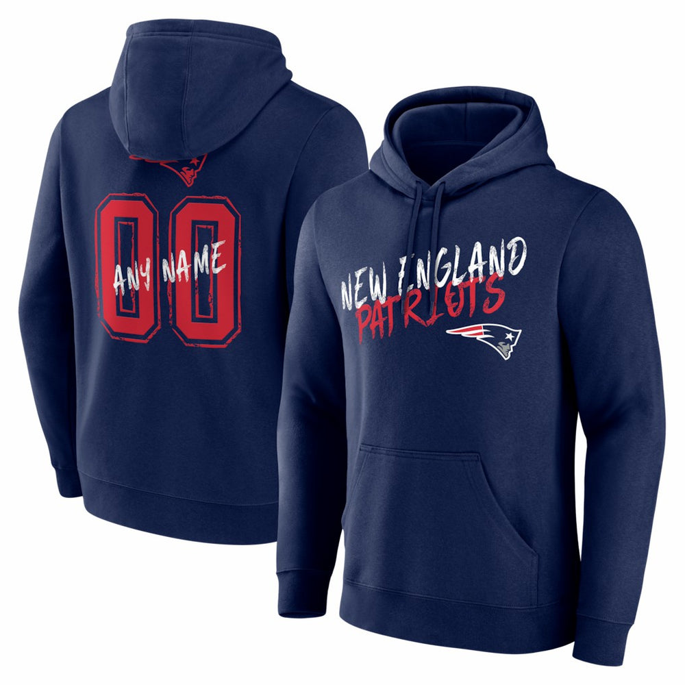New England Patriots Hustle Personalized Name & Number Hoodie - Navy Hoodies
