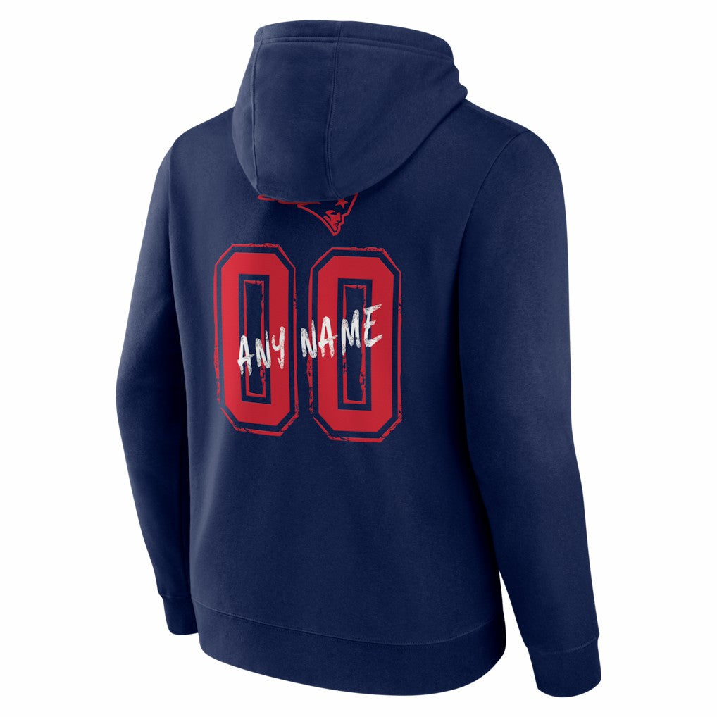 New England Patriots Hustle Personalized Name & Number Hoodie - Navy Hoodies
