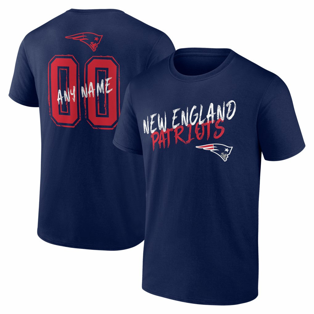 New England Patriots Hustle Personalized Name & Number T-Shirt - Navy T-shirts